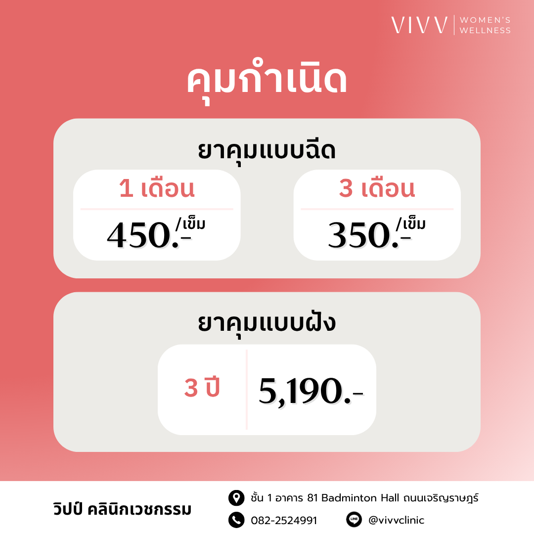 คุมกำเนิดกับทาง VIVV Clinic ราคาเท่าไหร่?